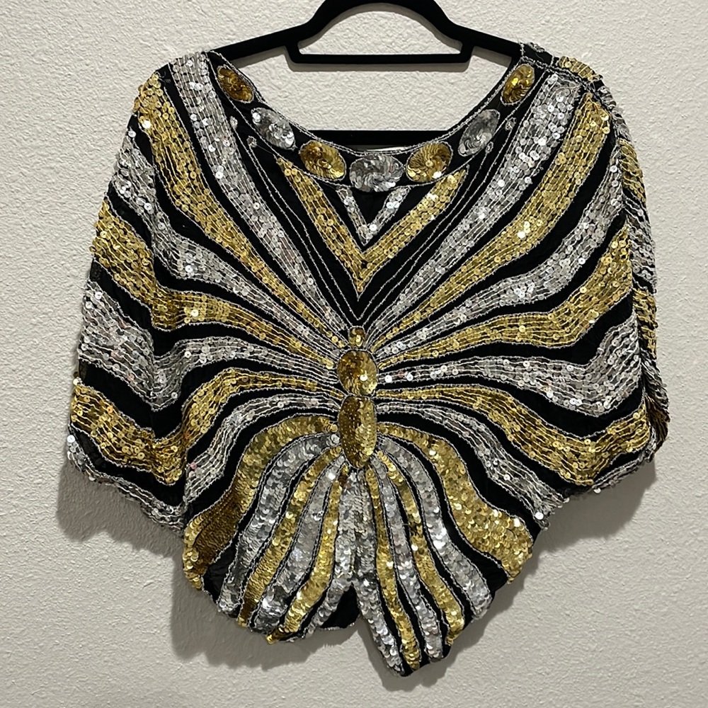 Vintage Joie de Vie Night N’ Day Intimates Sequin Butterfly top